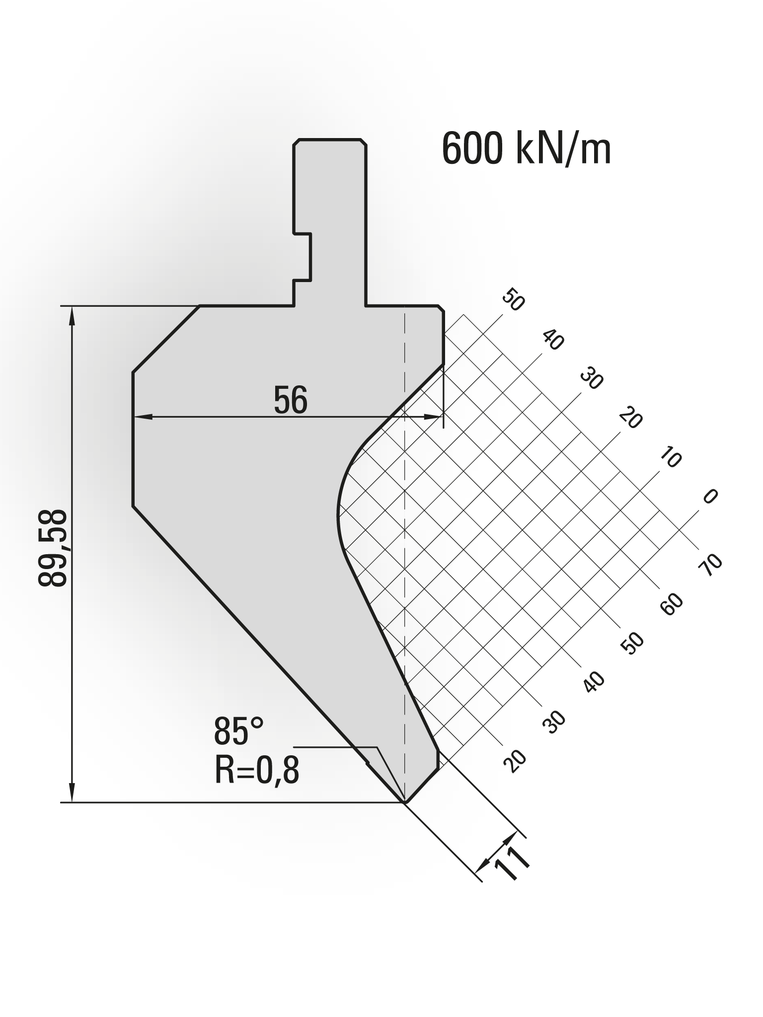 Standard press brake gooseneck punch