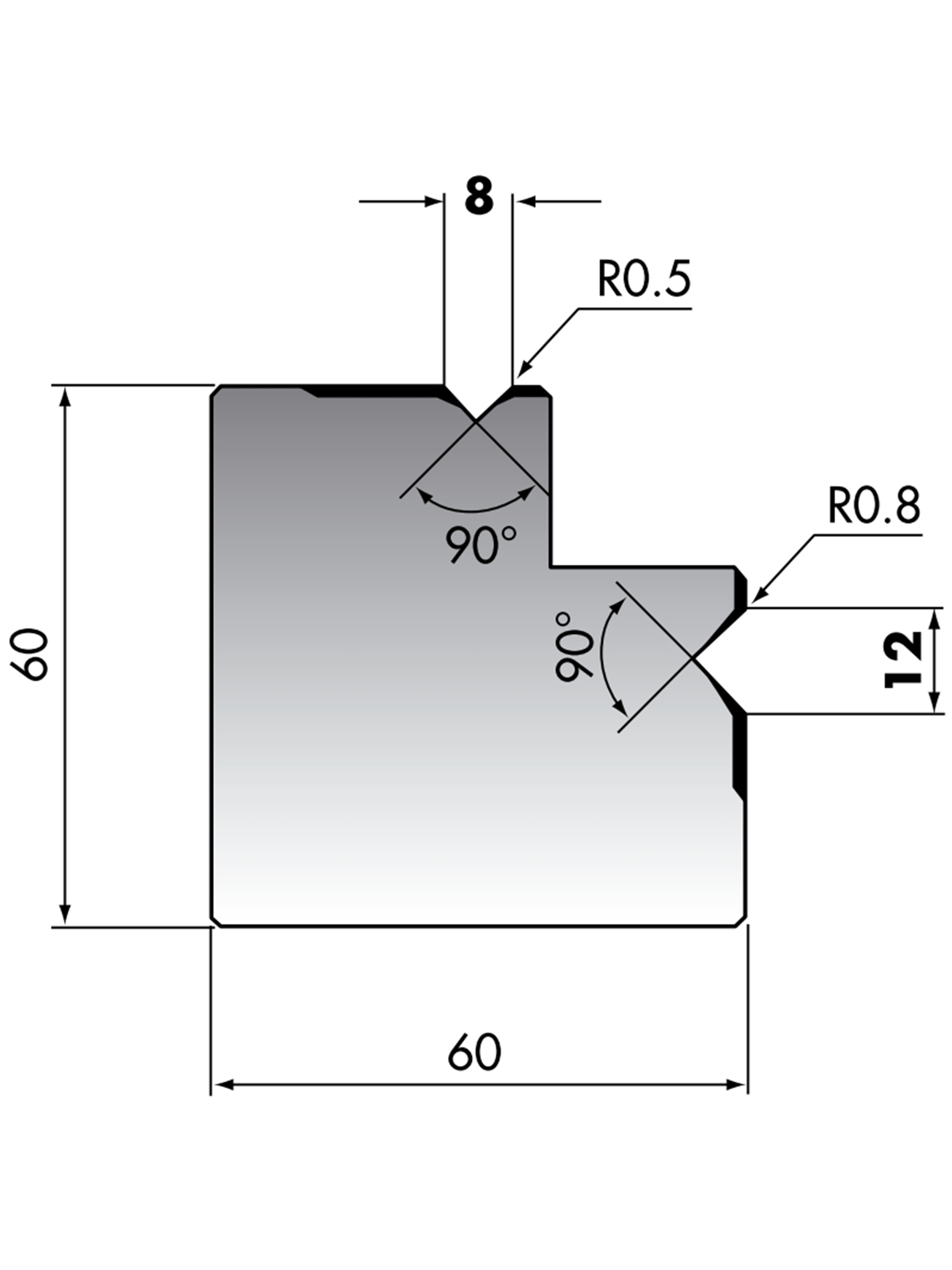 Press brake 2v dies