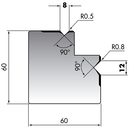 Press brake 2v dies M60-90-02 with 90degree